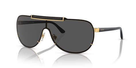 Versace VE2140 01 Dark Grey & Gold Sunglasses .